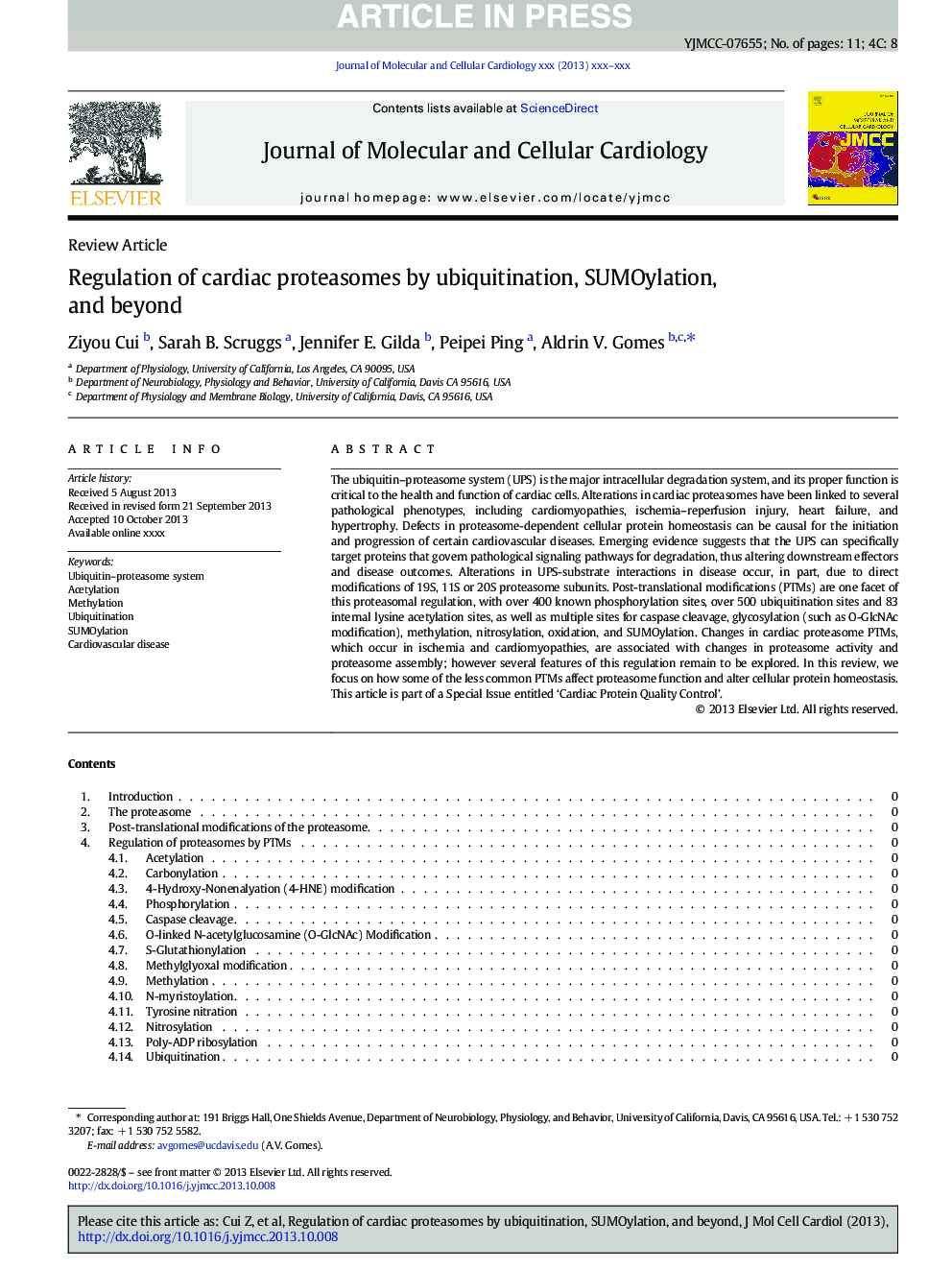 Regulation of cardiac proteasomes by ubiquitination, SUMOylation, and beyond