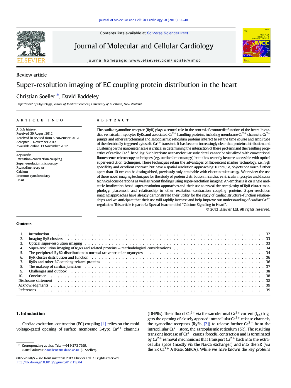 Super-resolution imaging of EC coupling protein distribution in the heart