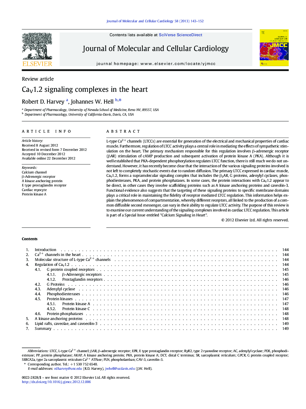 CaV1.2 signaling complexes in the heart