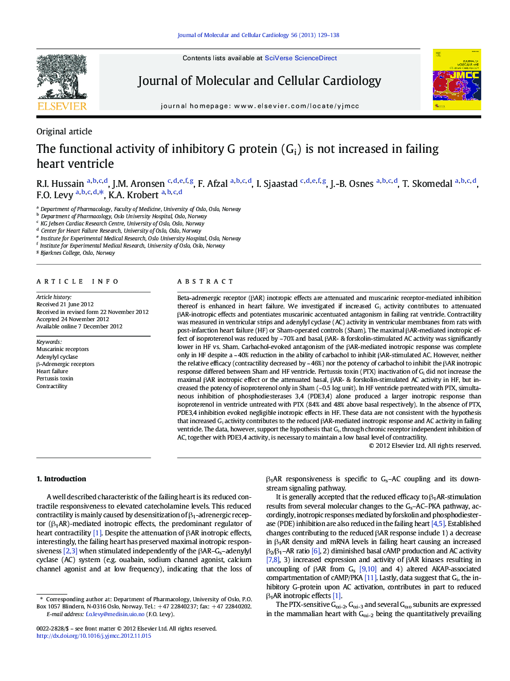 The functional activity of inhibitory G protein (Gi) is not increased in failing heart ventricle