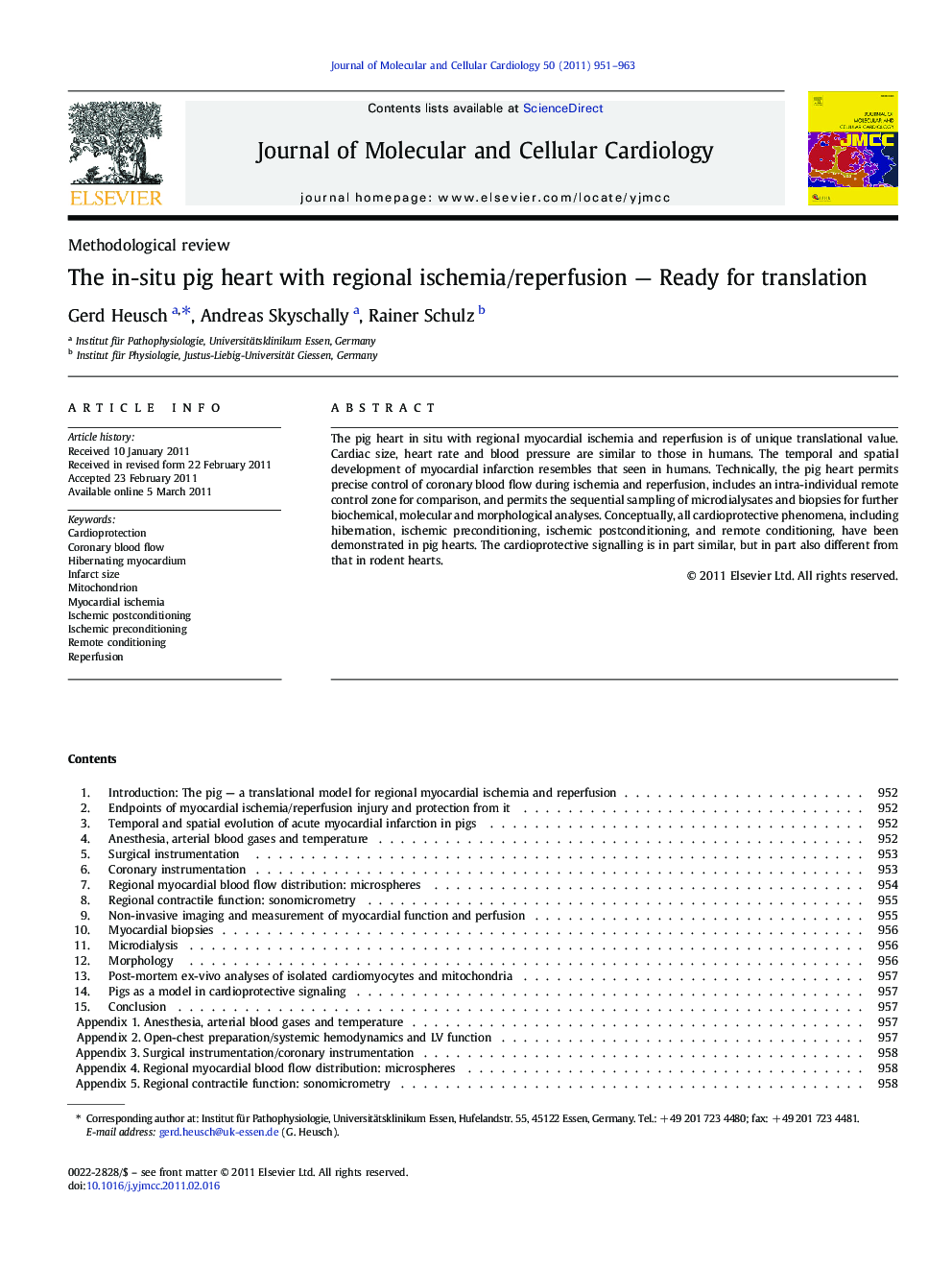 The in-situ pig heart with regional ischemia/reperfusion - Ready for translation