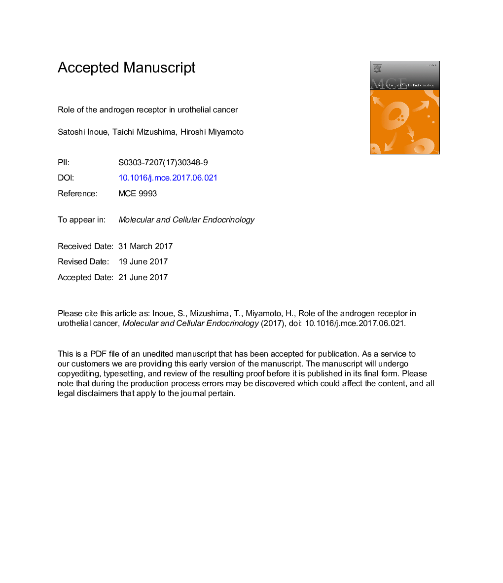 Role of the androgen receptor in urothelial cancer