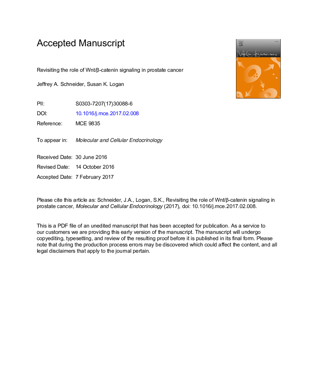 Revisiting the role of Wnt/Î²-catenin signaling in prostate cancer