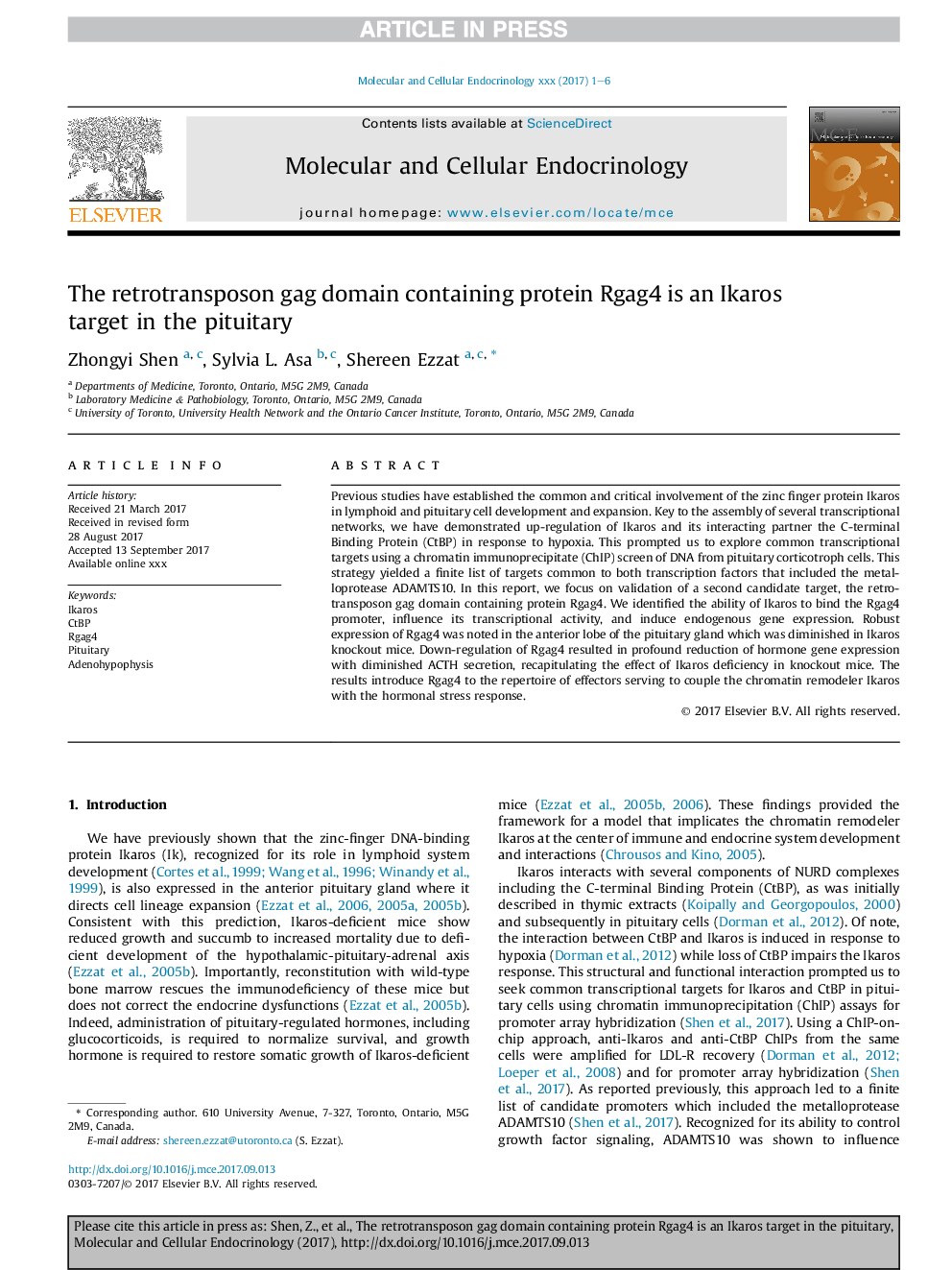 The retrotransposon gag domain containing protein Rgag4 is an Ikaros target in the pituitary