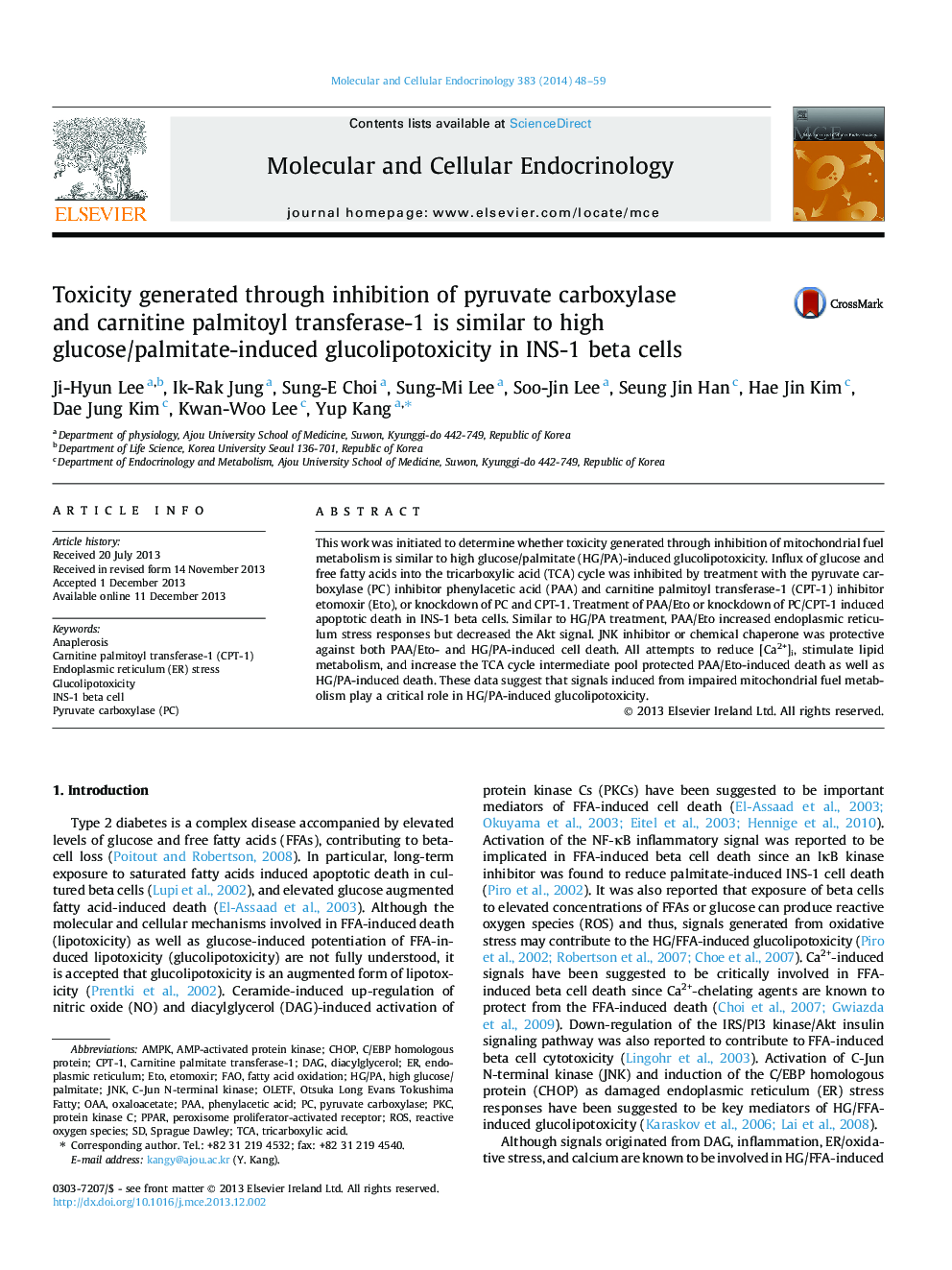 Toxicity generated through inhibition of pyruvate carboxylase and carnitine palmitoyl transferase-1 is similar to high glucose/palmitate-induced glucolipotoxicity in INS-1 beta cells