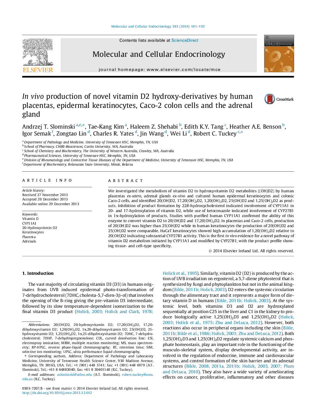 In vivo production of novel vitamin D2 hydroxy-derivatives by human placentas, epidermal keratinocytes, Caco-2 colon cells and the adrenal gland