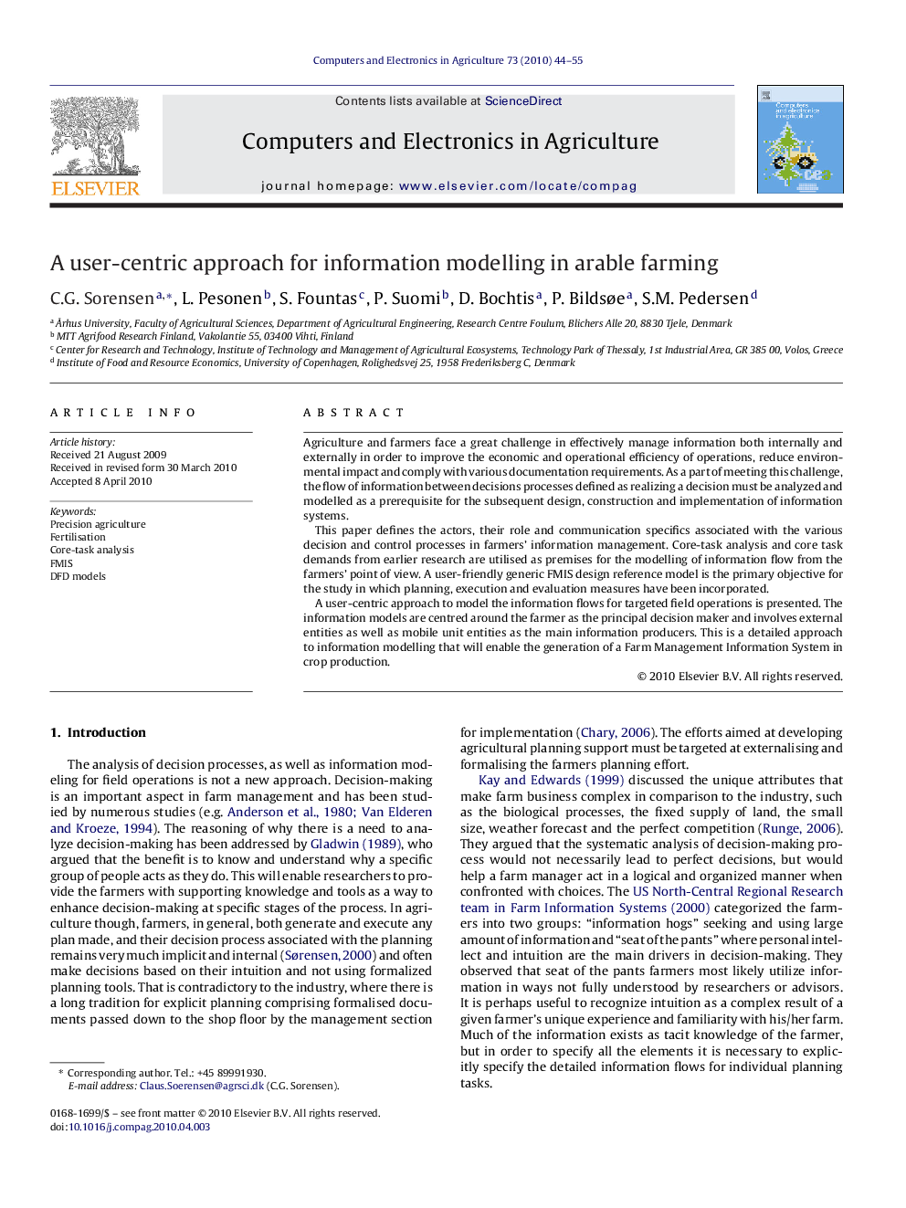 A user-centric approach for information modelling in arable farming