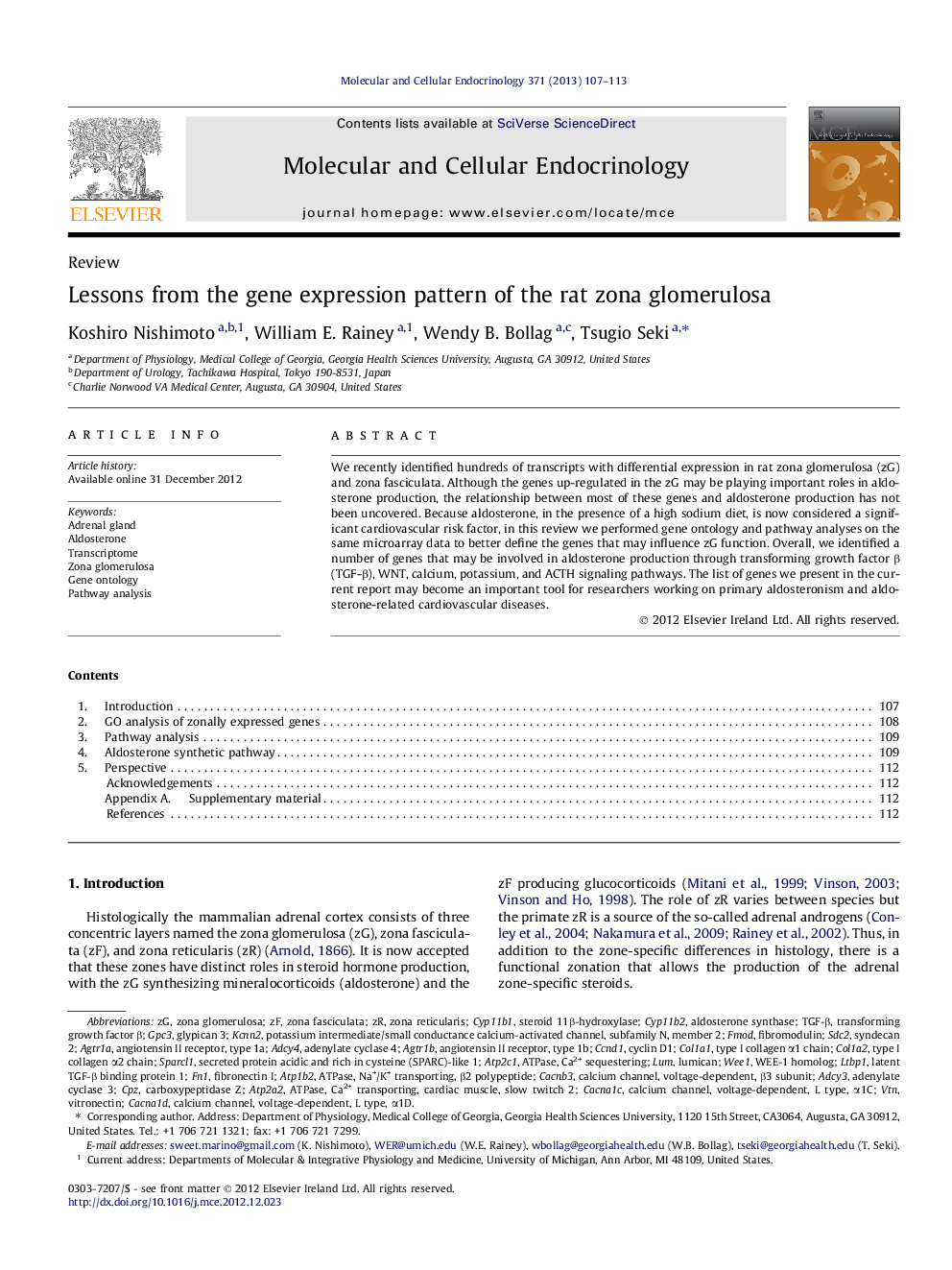 Lessons from the gene expression pattern of the rat zona glomerulosa