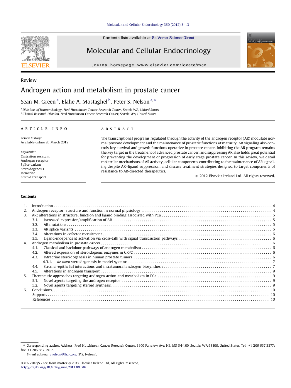 Androgen action and metabolism in prostate cancer