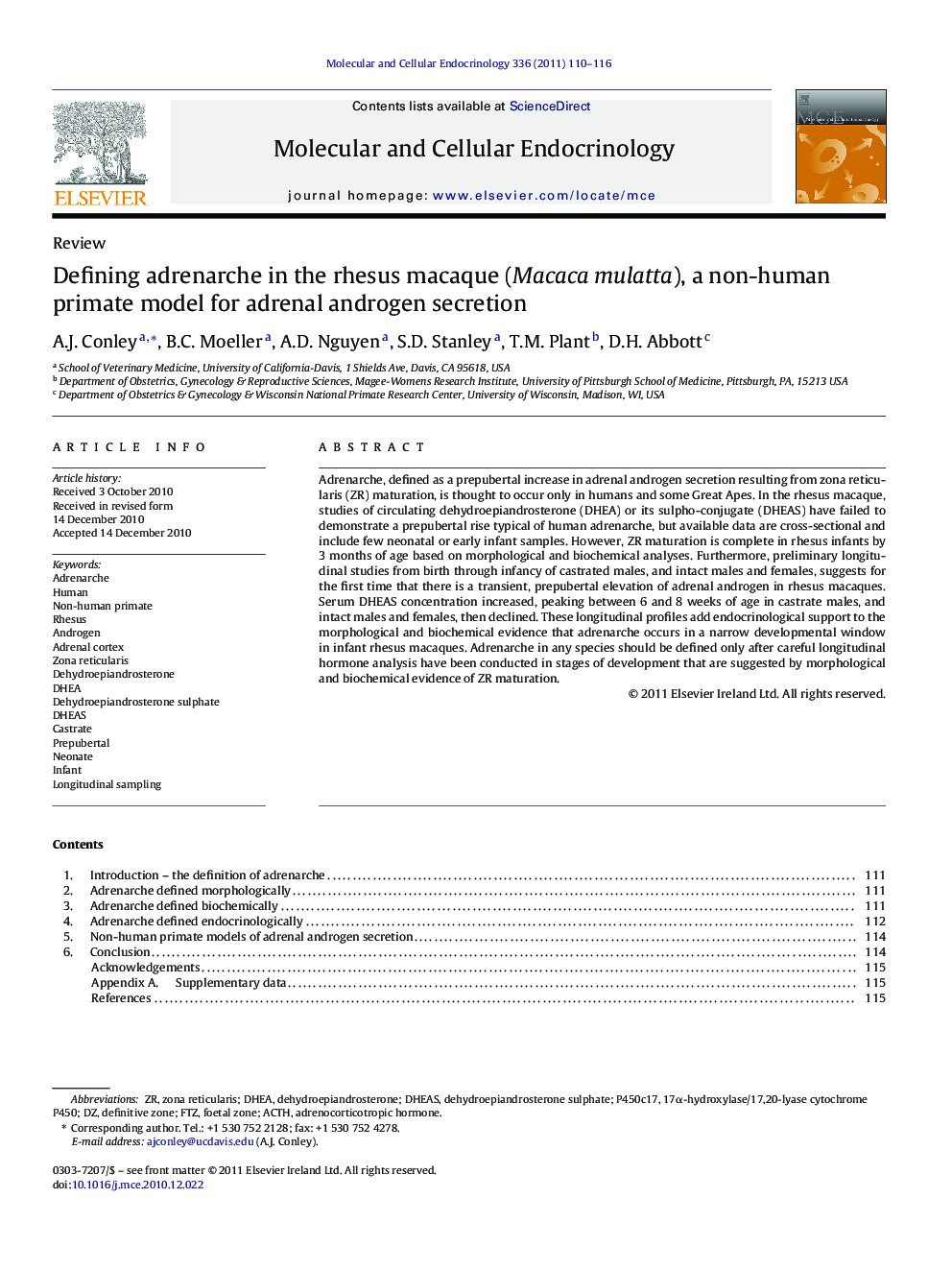 Defining adrenarche in the rhesus macaque (Macaca mulatta), a non-human primate model for adrenal androgen secretion