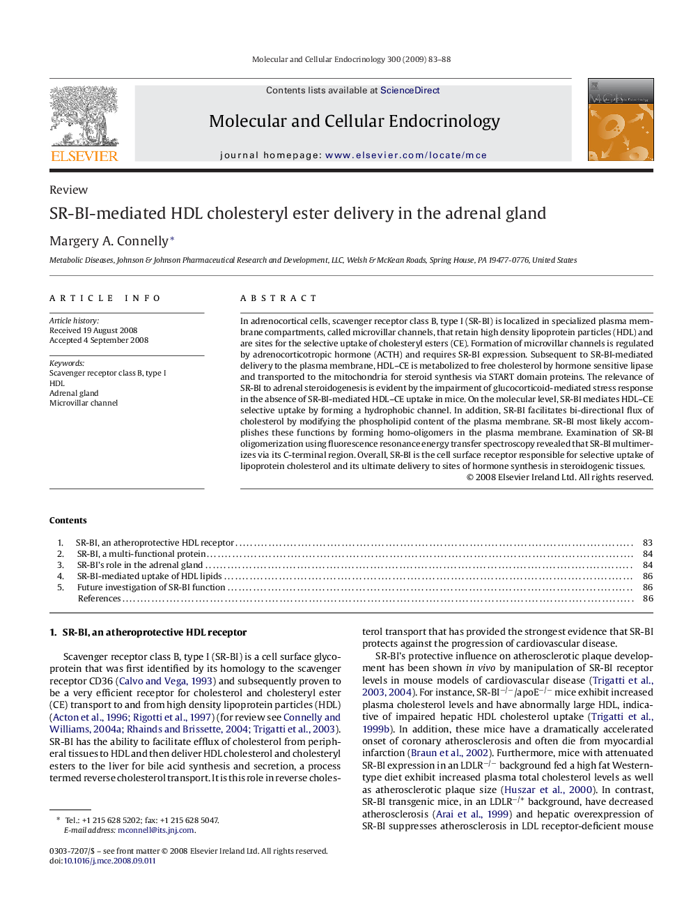 SR-BI-mediated HDL cholesteryl ester delivery in the adrenal gland