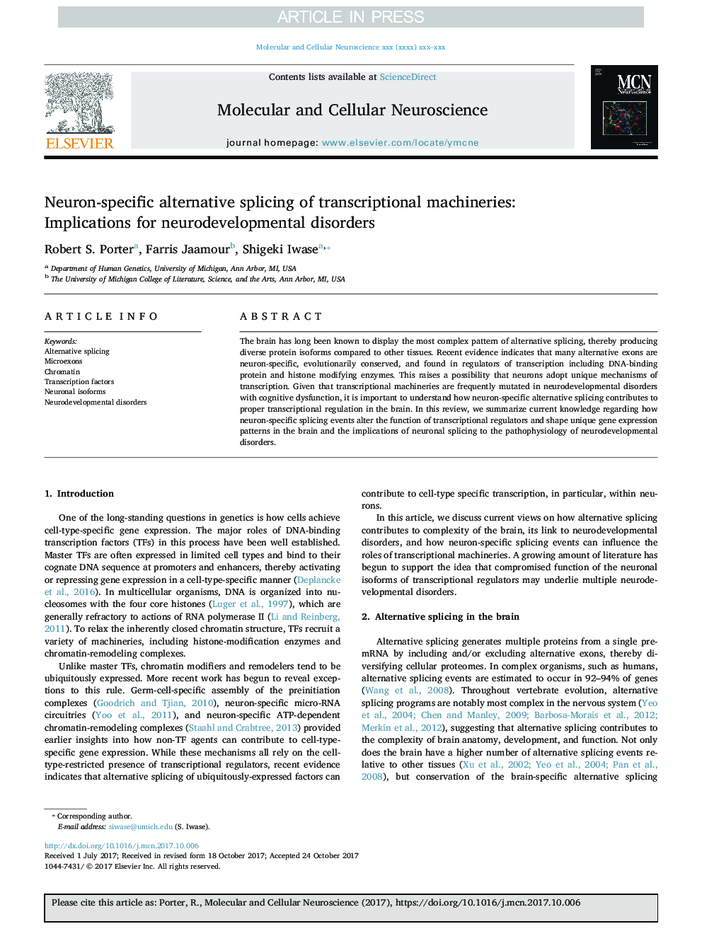 Neuron-specific alternative splicing of transcriptional machineries: Implications for neurodevelopmental disorders