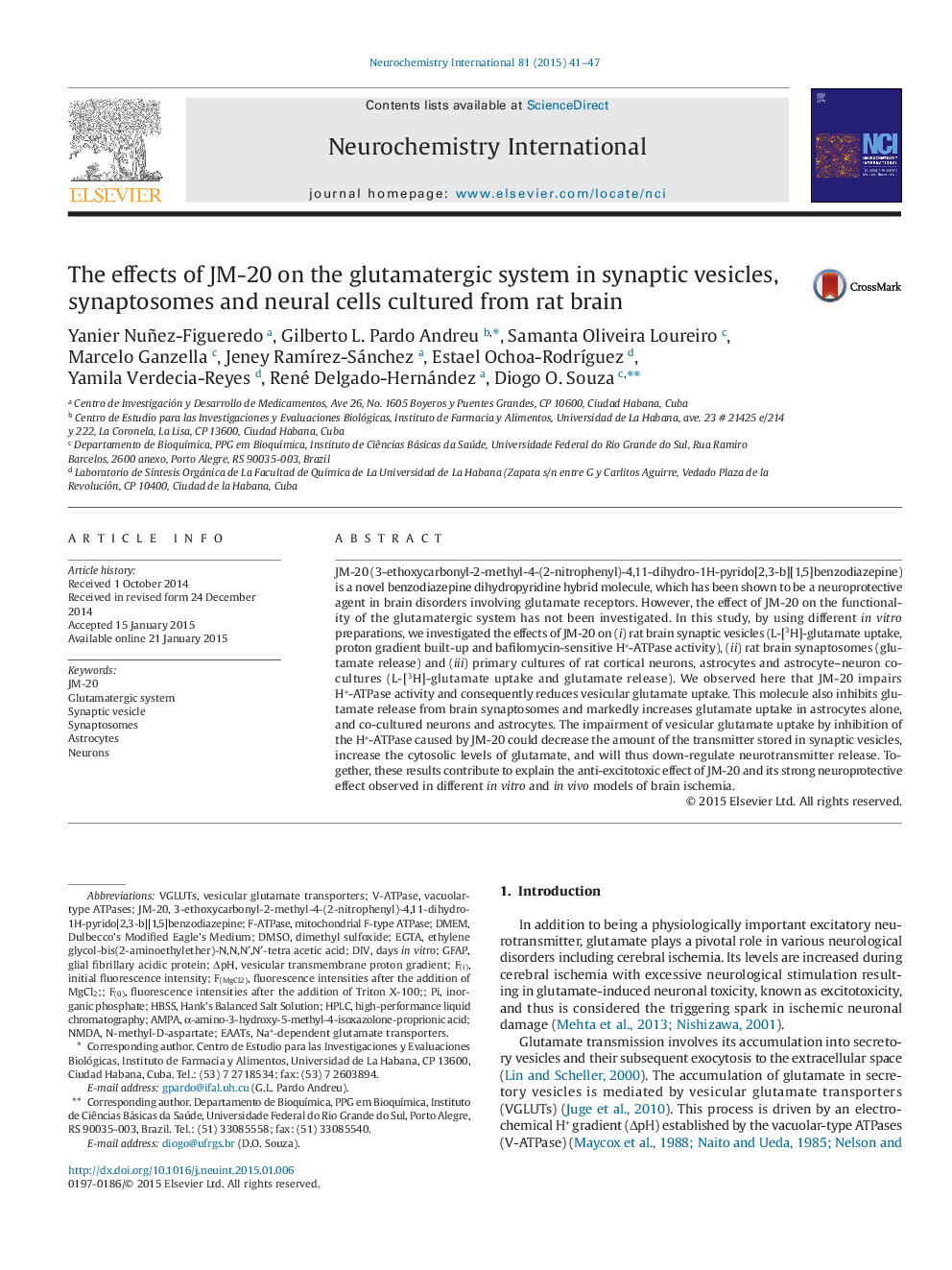 The effects of JM-20 on the glutamatergic system in synaptic vesicles, synaptosomes and neural cells cultured from rat brain