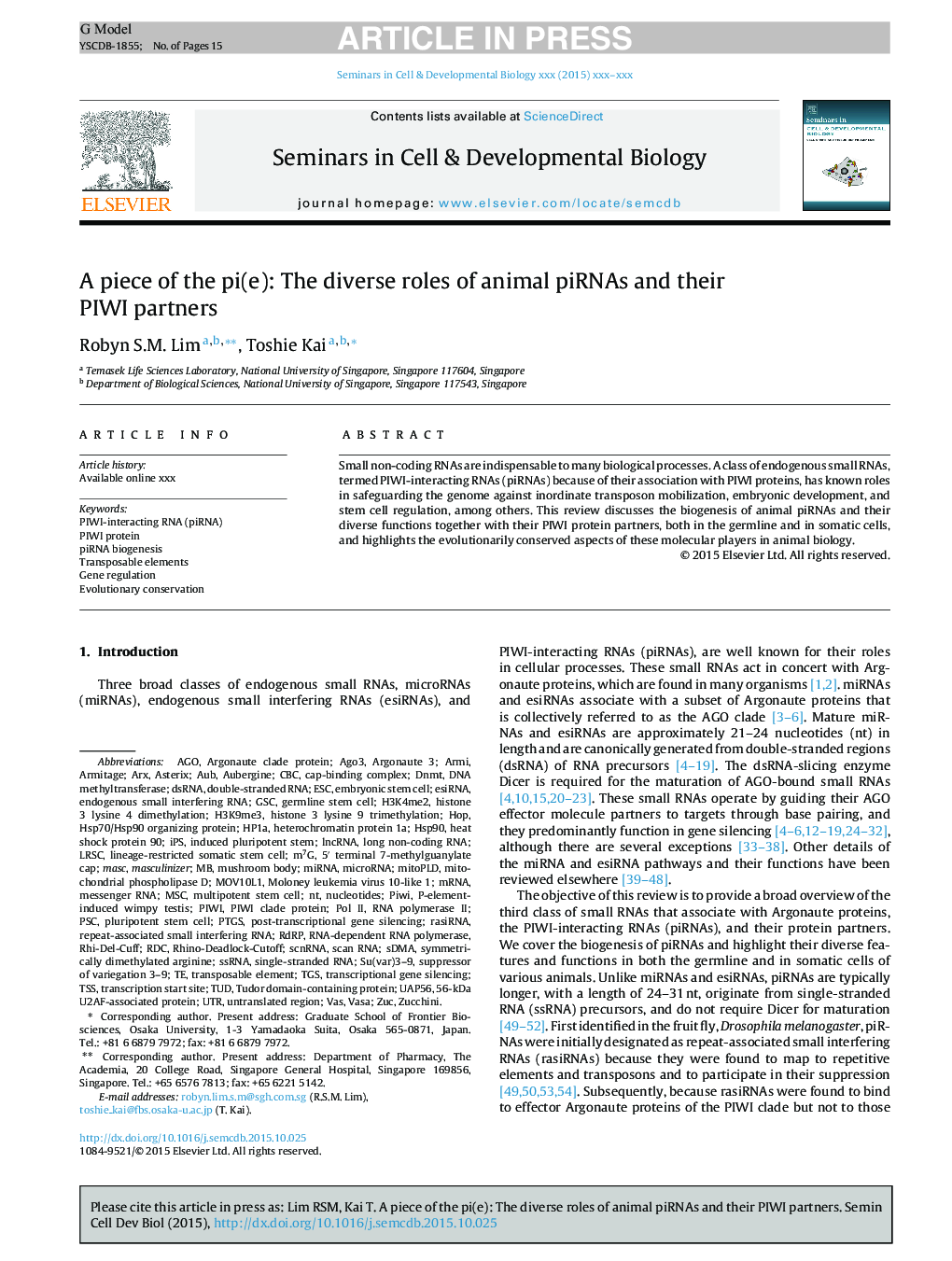 A piece of the pi(e): The diverse roles of animal piRNAs and their PIWI partners