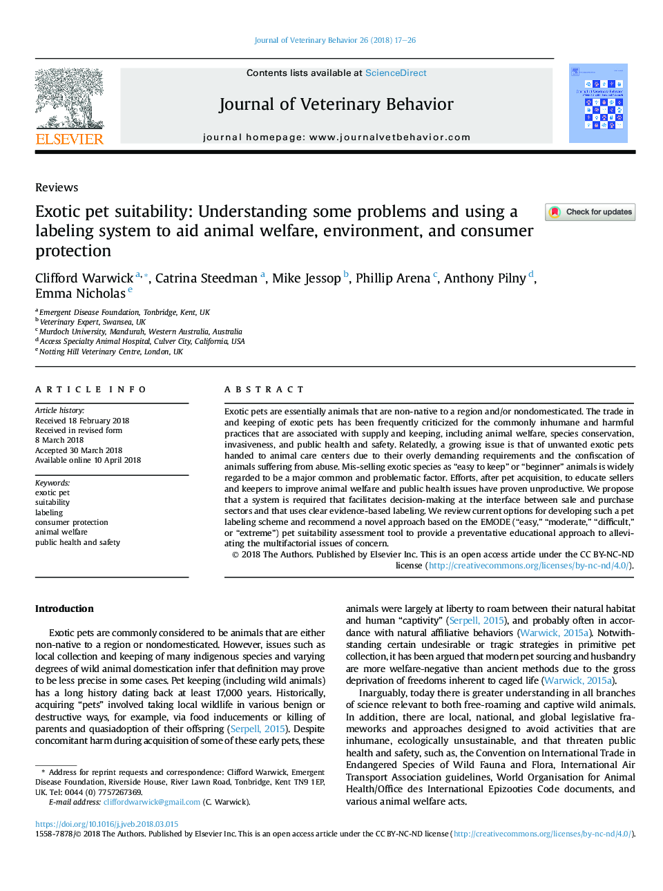 تناسب اندام حیوانات عجیب و غریب: درک برخی از مشکلات و استفاده از یک سیستم برچسب زدن برای کمک به رفاه حیوانات، محیط زیست و حفاظت از مصرف کنندگان 