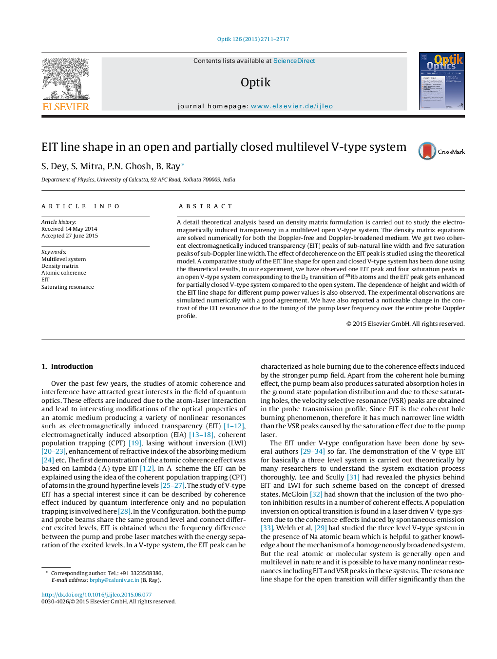 EIT line shape in an open and partially closed multilevel V-type system