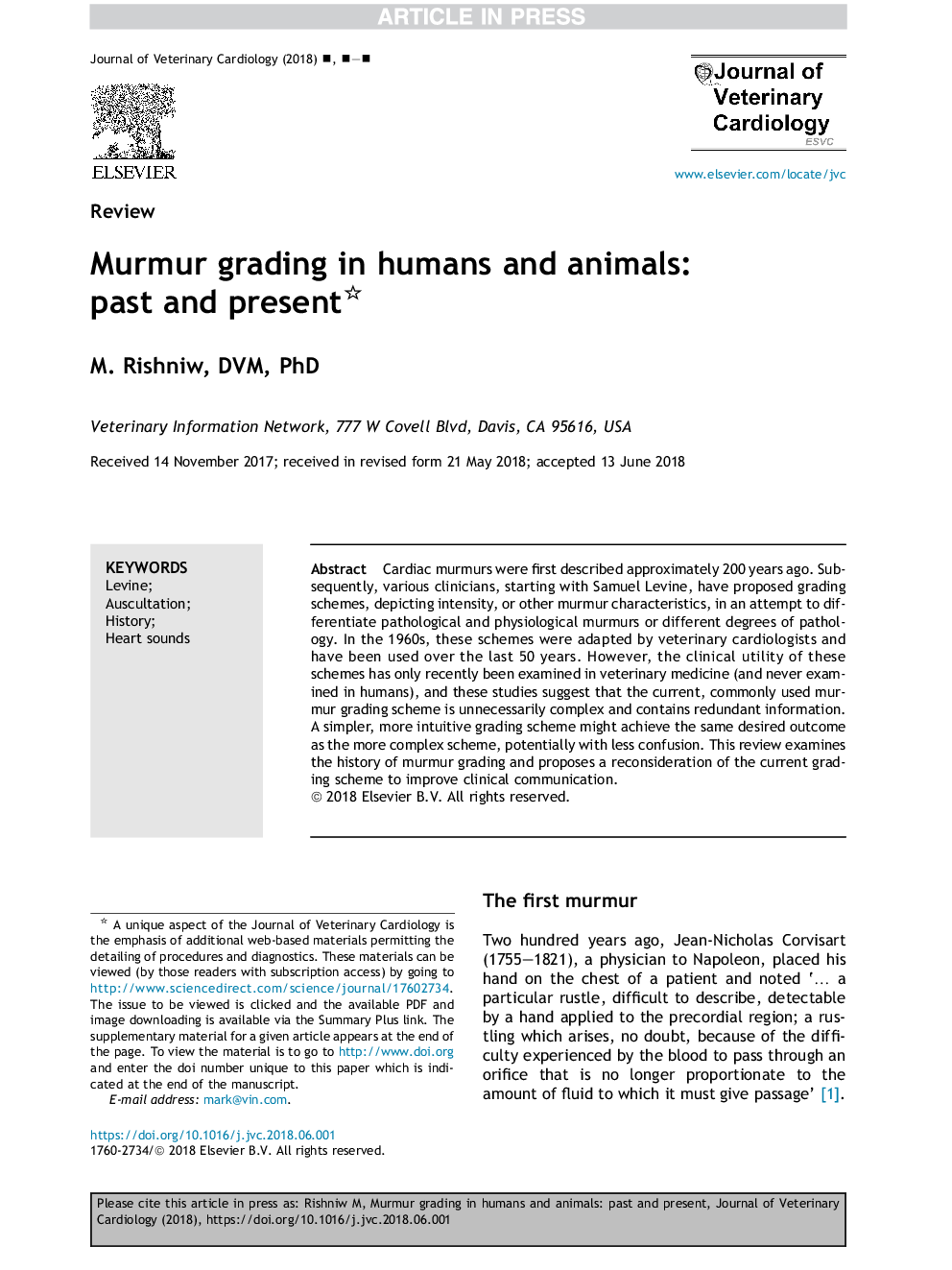 Murmur grading in humans and animals: past and present