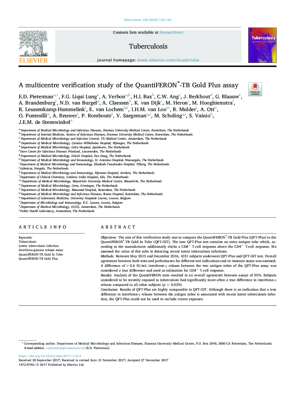 A multicentre verification study of the QuantiFERON®-TB Gold Plus assay