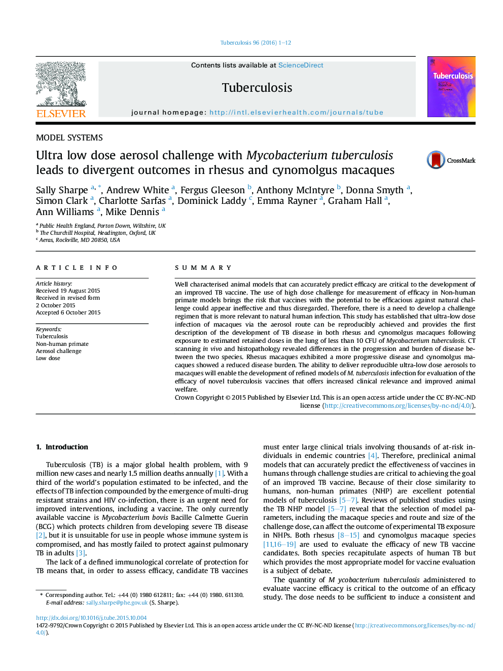 Ultra low dose aerosol challenge with Mycobacterium tuberculosis leads to divergent outcomes in rhesus and cynomolgus macaques