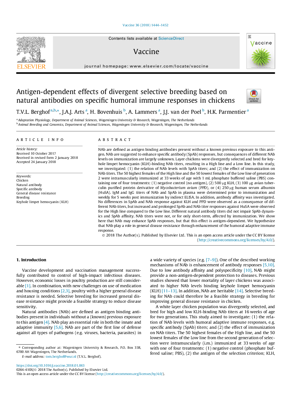 Antigen-dependent effects of divergent selective breeding based on natural antibodies on specific humoral immune responses in chickens