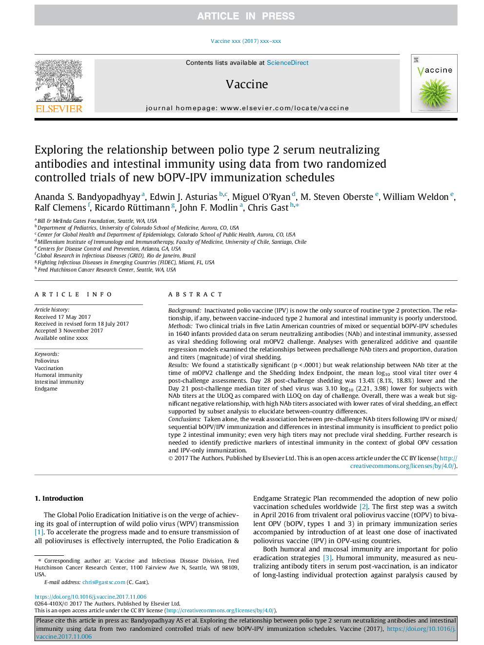 Exploring the relationship between polio type 2 serum neutralizing antibodies and intestinal immunity using data from two randomized controlled trials of new bOPV-IPV immunization schedules