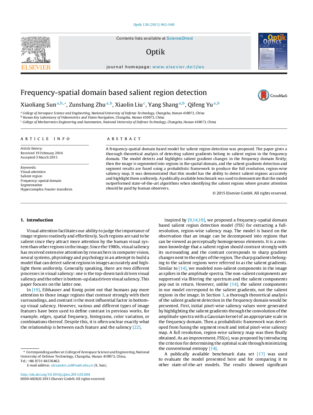 Frequency-spatial domain based salient region detection