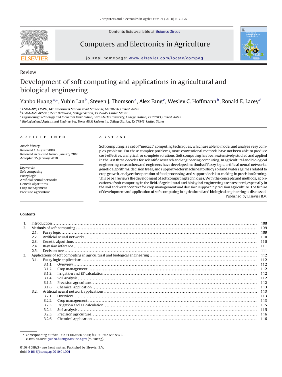 عکس صفحه اول مقاله: Development of soft computing and applications in agricultural and biological engineering Development of soft computing and applications in agricultural and biological engineering