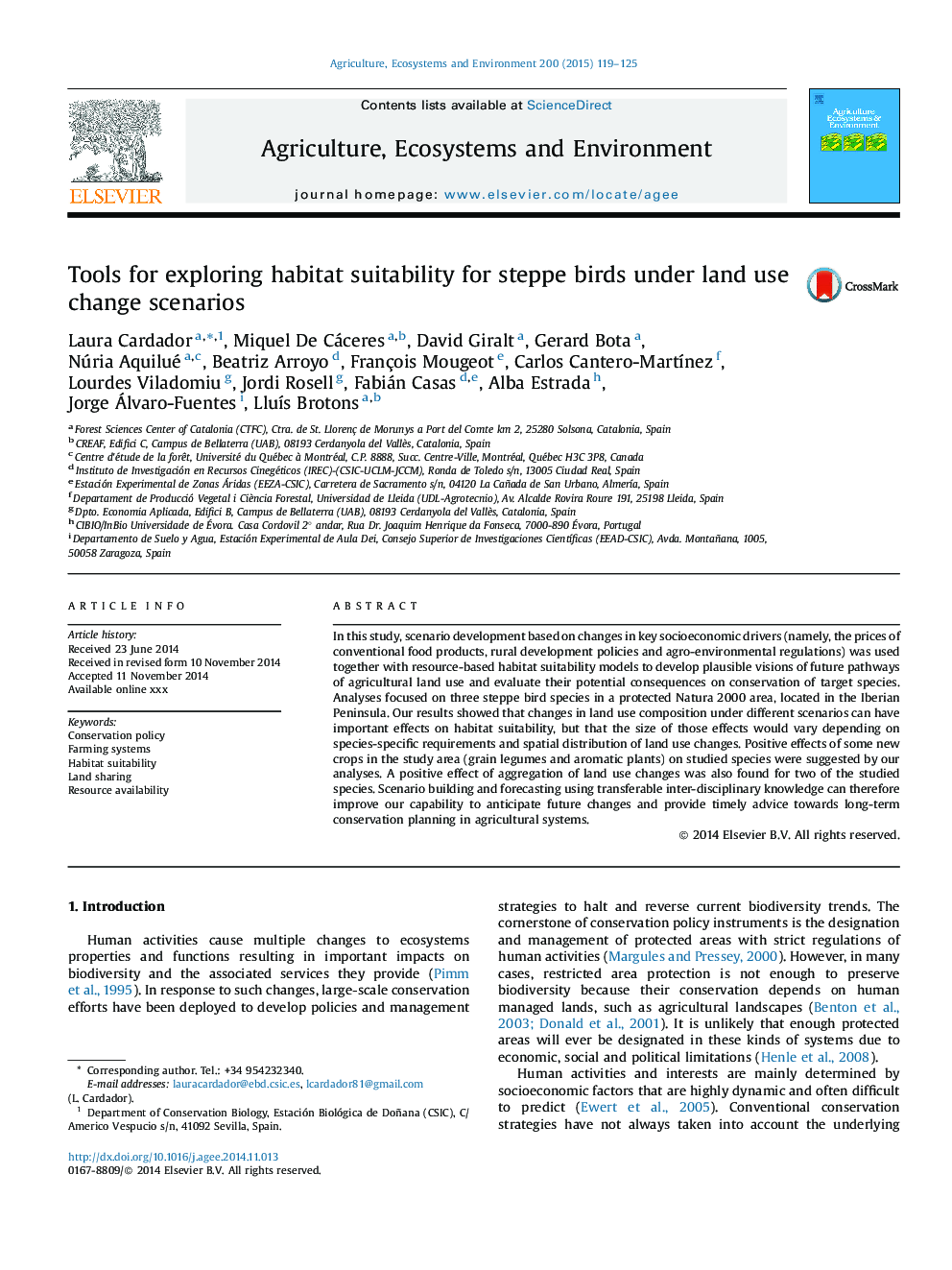 Tools for exploring habitat suitability for steppe birds under land use change scenarios