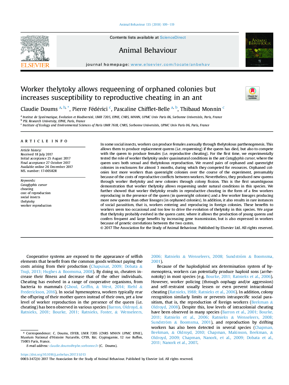 Worker thelytoky allows requeening of orphaned colonies but increases susceptibility to reproductive cheating in an ant