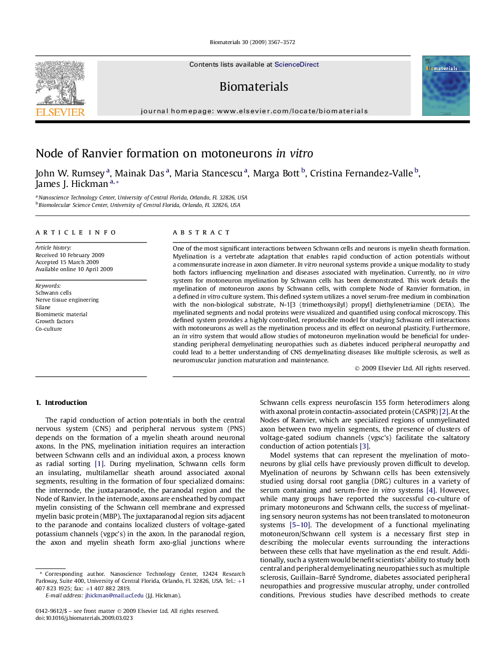 Node of Ranvier formation on motoneurons in vitro