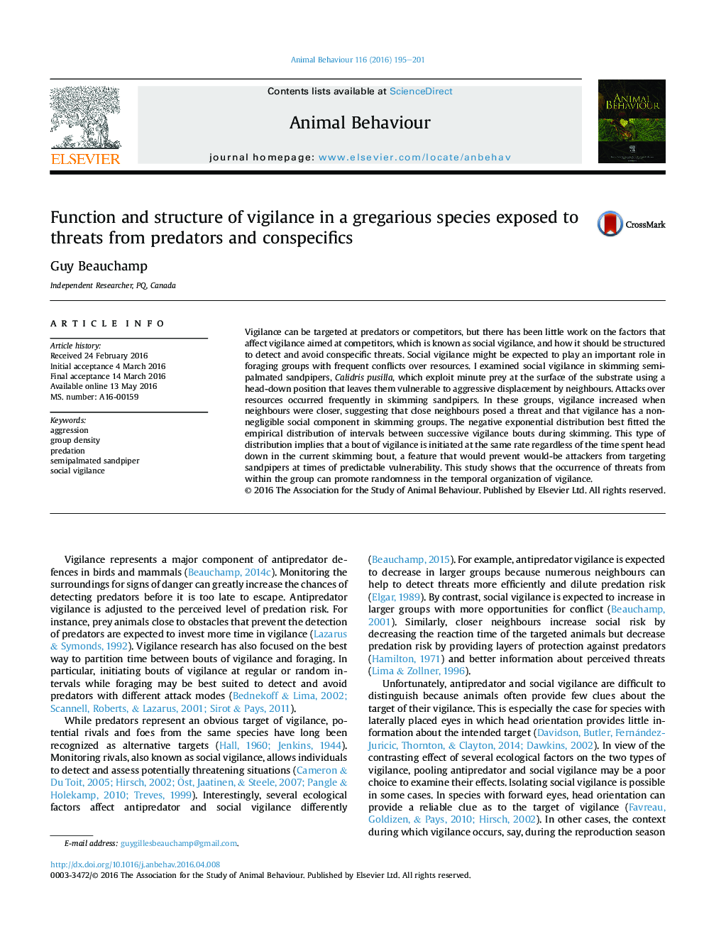 Function and structure of vigilance in a gregarious species exposed to threats from predators and conspecifics