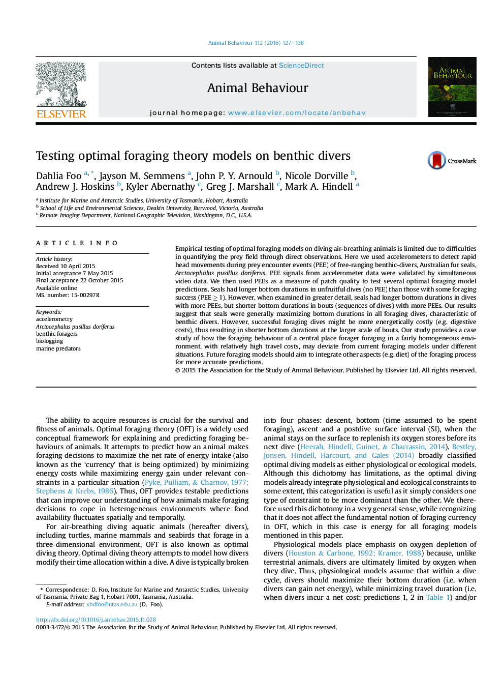 Testing optimal foraging theory models on benthic divers