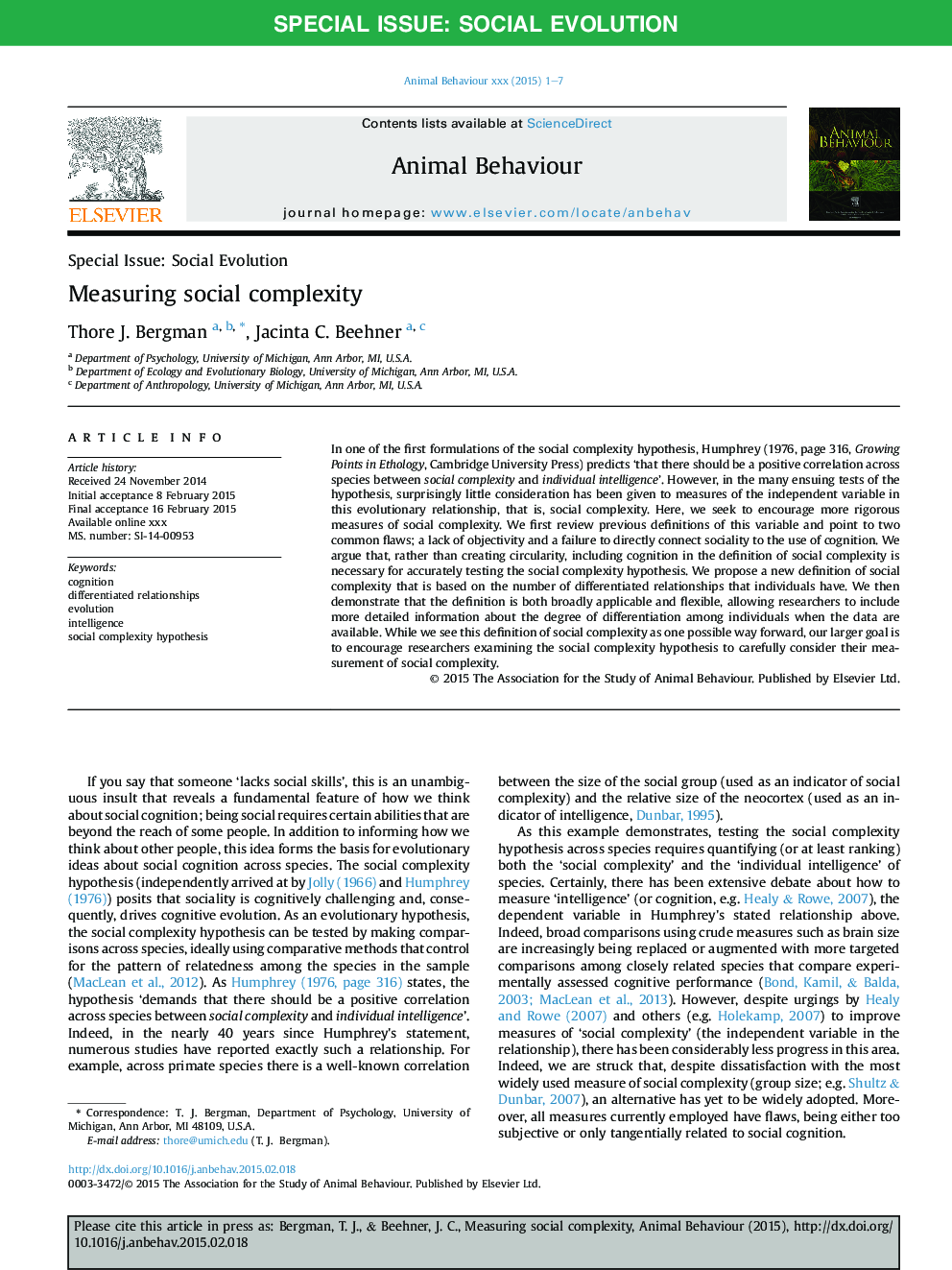 Measuring social complexity