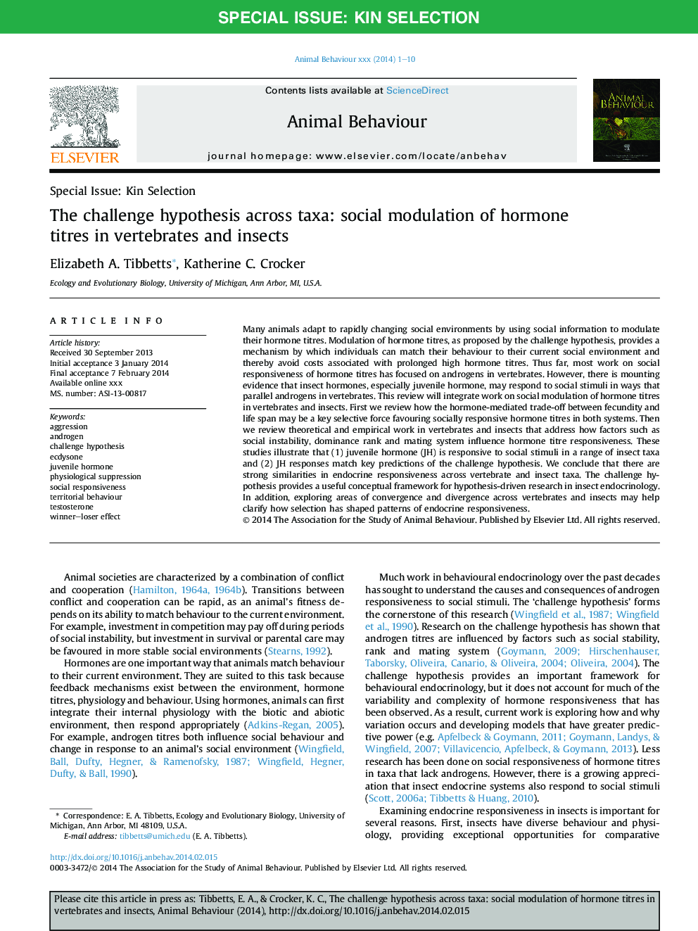 The challenge hypothesis across taxa: social modulation of hormone titres in vertebrates and insects