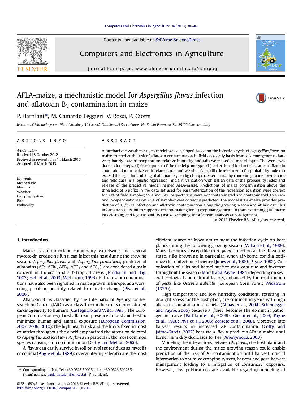 AFLA-maize, a mechanistic model for Aspergillus flavus infection and aflatoxin B1 contamination in maize