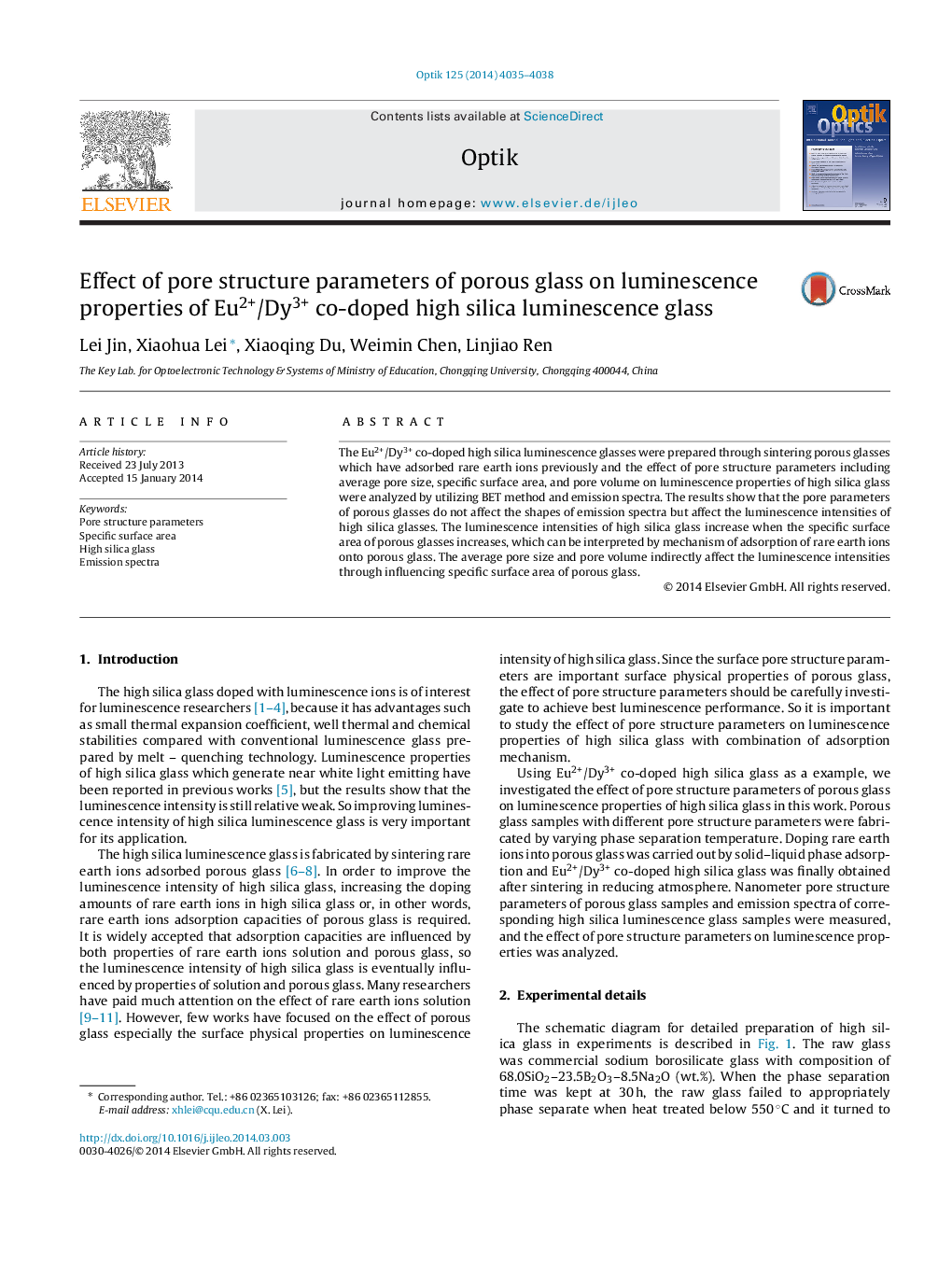 Effect of pore structure parameters of porous glass on luminescence properties of Eu2+/Dy3+ co-doped high silica luminescence glass