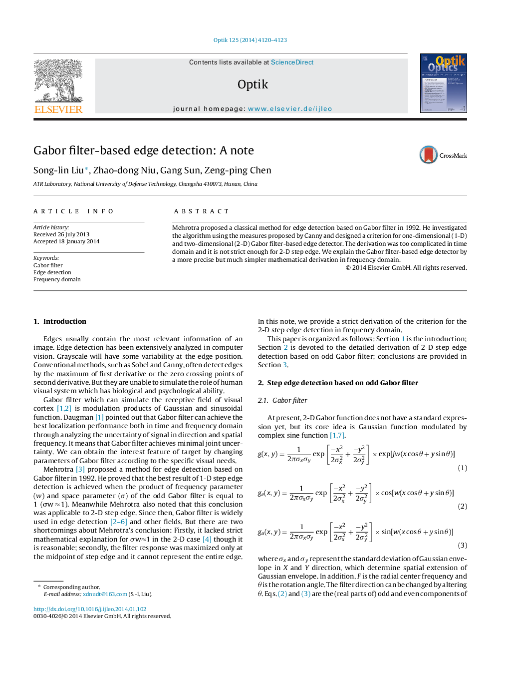 Gabor filter-based edge detection: A note