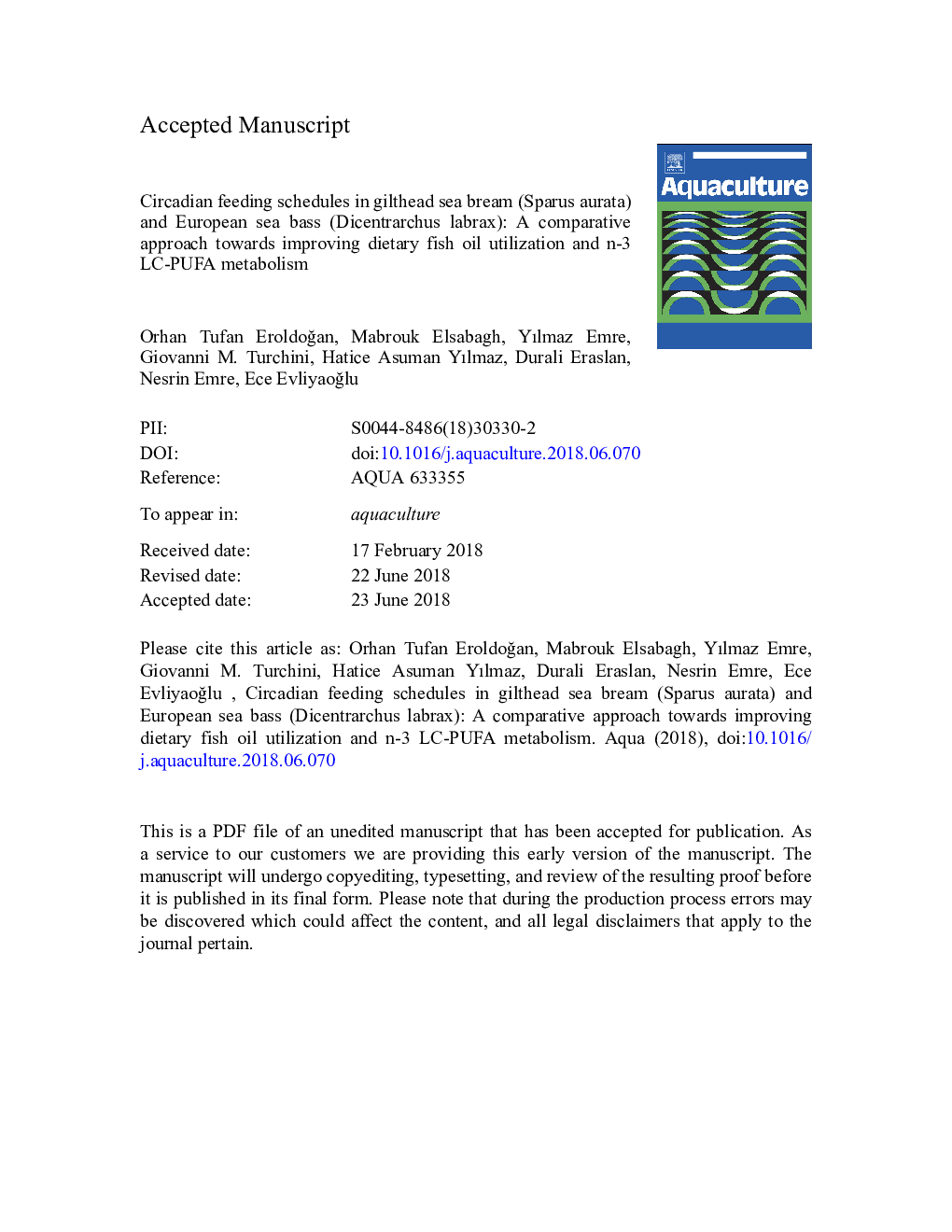 Circadian feeding schedules in gilthead sea bream (Sparus aurata) and European sea bass (Dicentrarchus labrax): A comparative approach towards improving dietary fish oil utilization and n-3 LC-PUFA metabolism