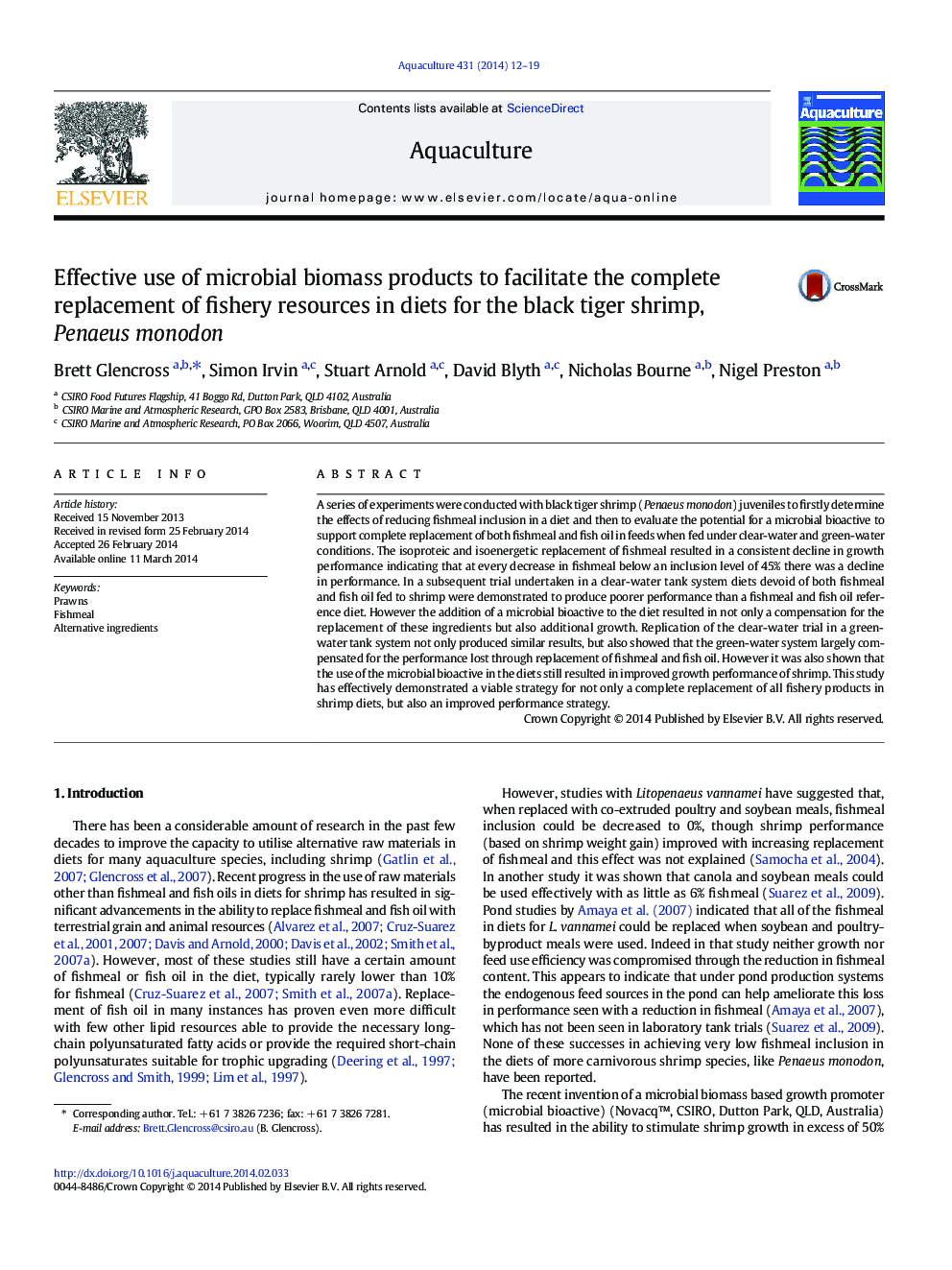 Effective use of microbial biomass products to facilitate the complete replacement of fishery resources in diets for the black tiger shrimp, Penaeus monodon