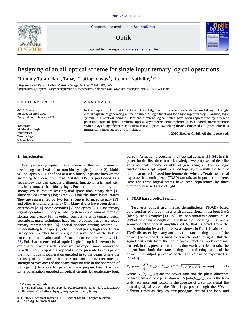 Designing of an all-optical scheme for single input ternary logical operations