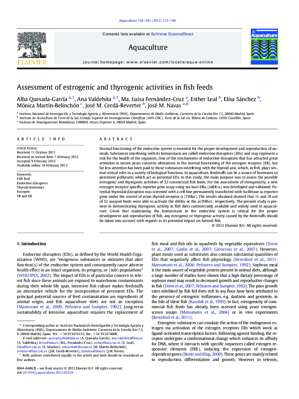 Assessment of estrogenic and thyrogenic activities in fish feeds