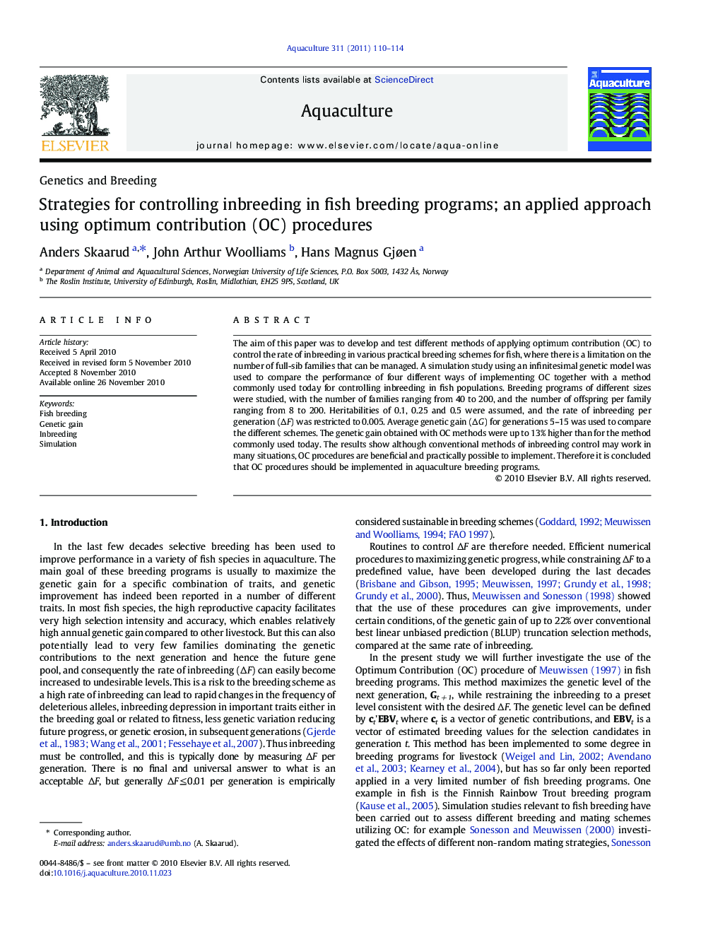 Strategies for controlling inbreeding in fish breeding programs; an applied approach using optimum contribution (OC) procedures