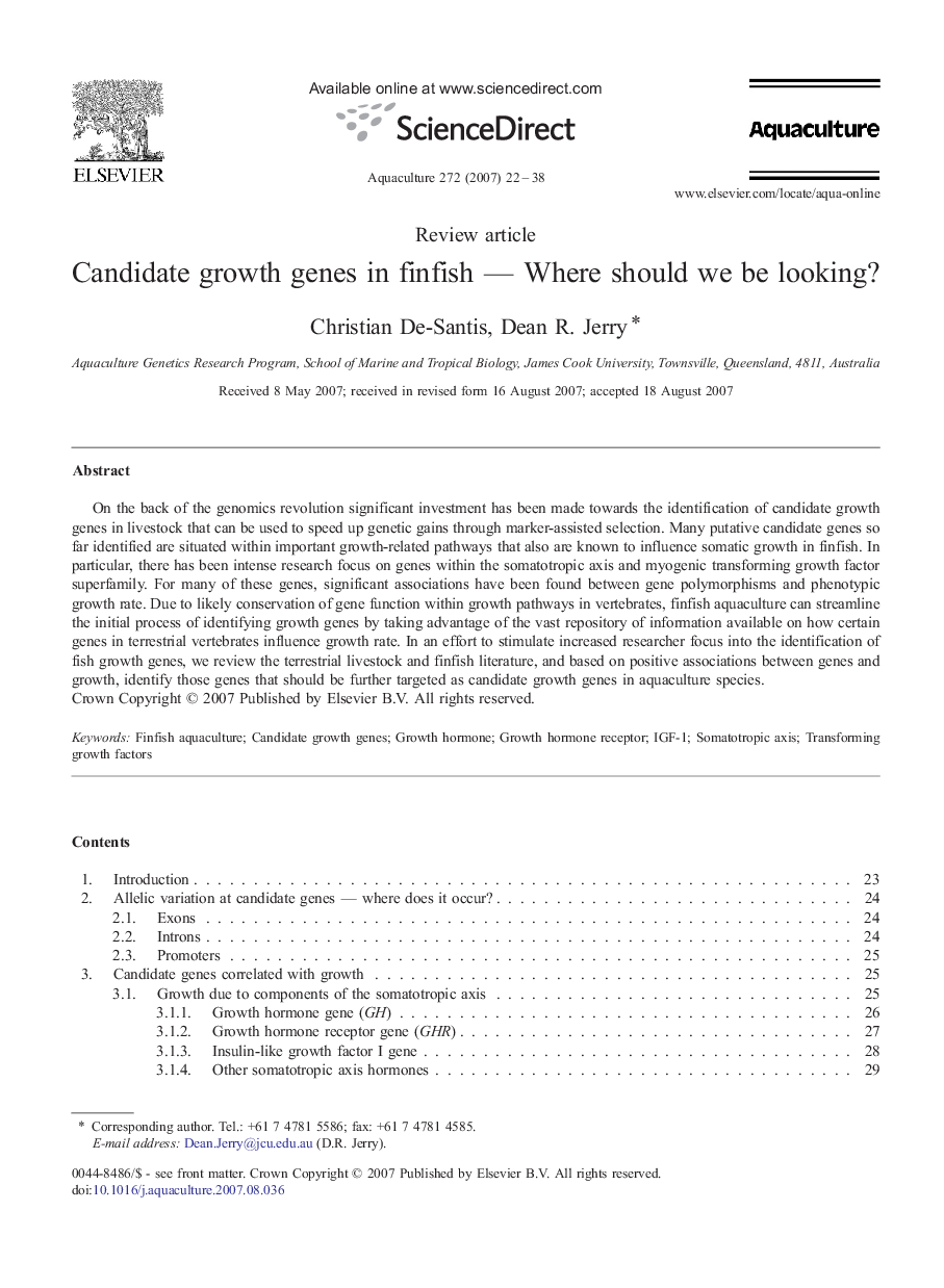 Candidate growth genes in finfish - Where should we be looking?