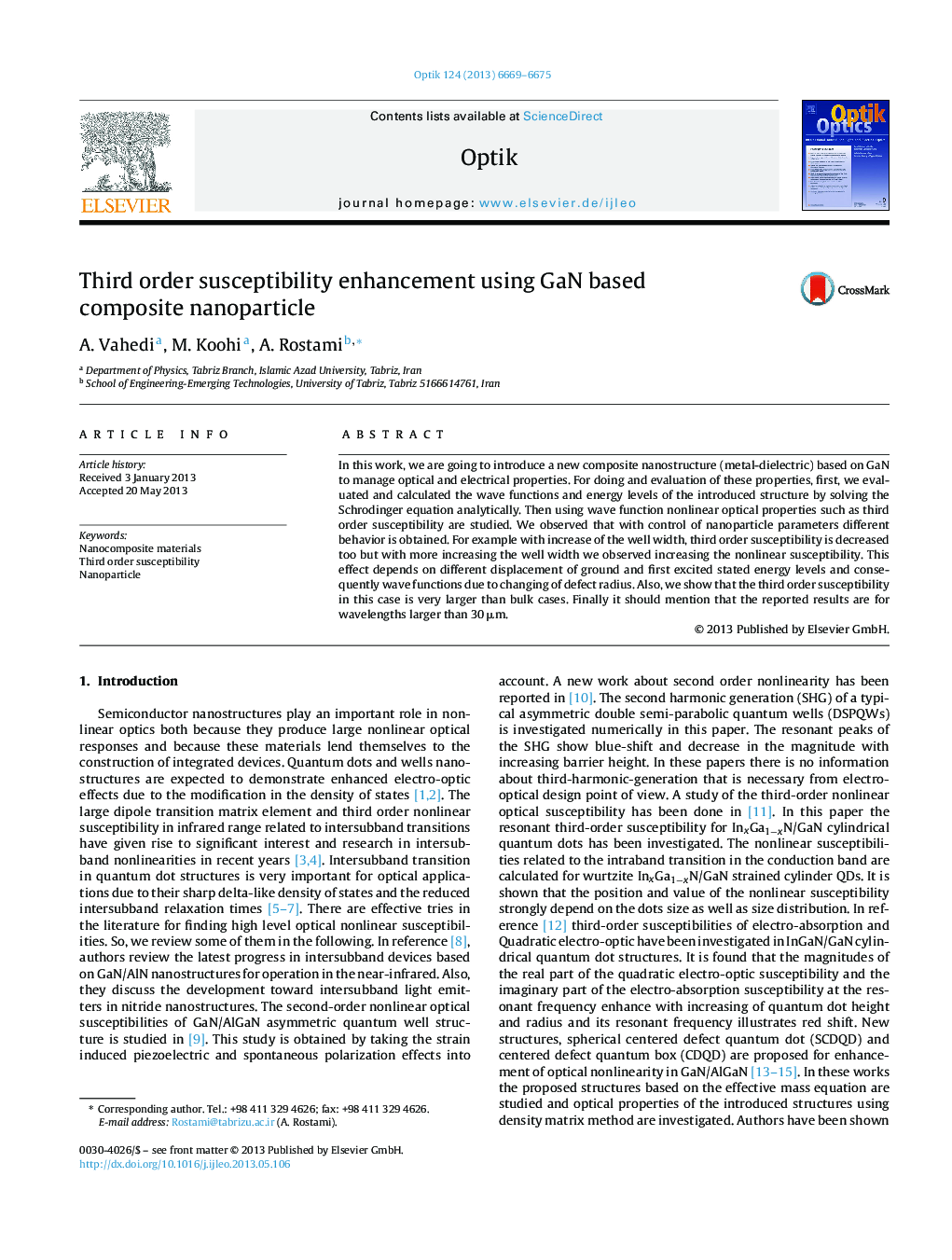 Third order susceptibility enhancement using GaN based composite nanoparticle