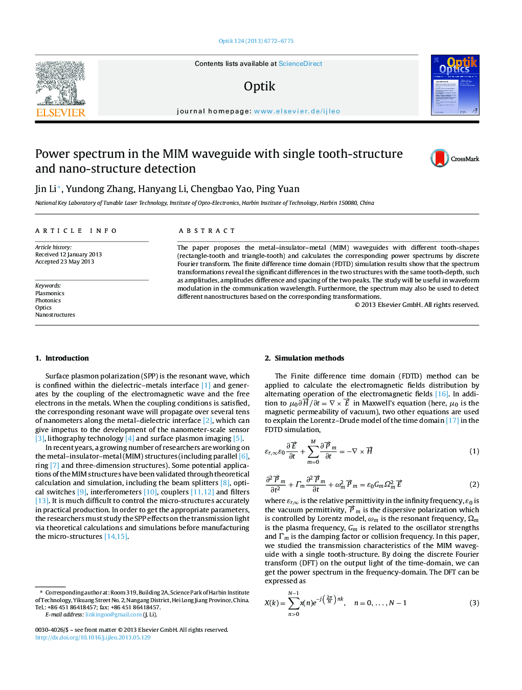 Power spectrum in the MIM waveguide with single tooth-structure and nano-structure detection