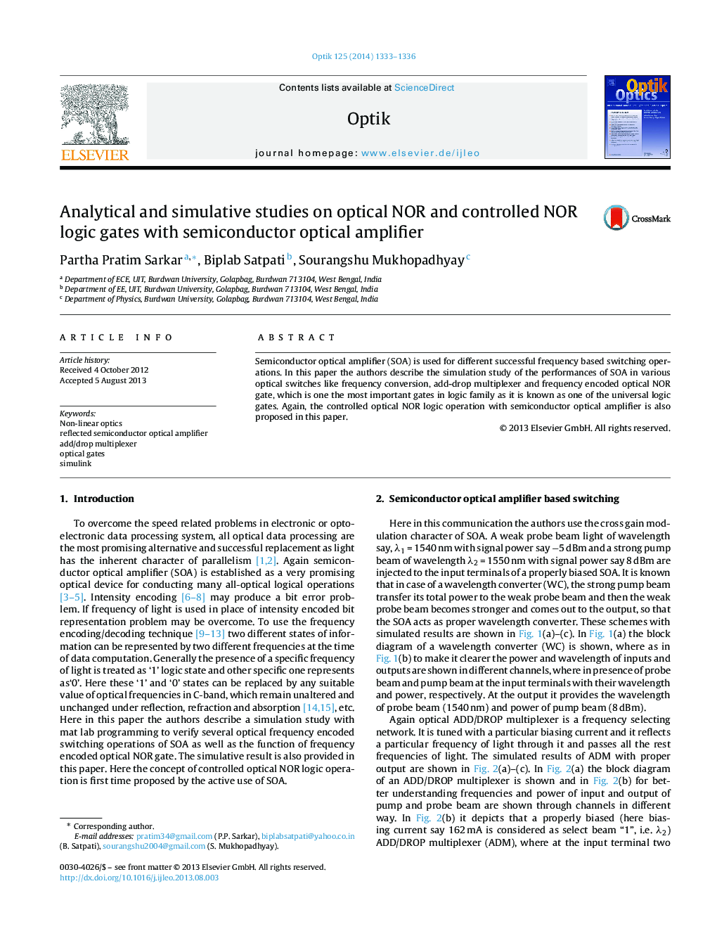 Analytical and simulative studies on optical NOR and controlled NOR logic gates with semiconductor optical amplifier