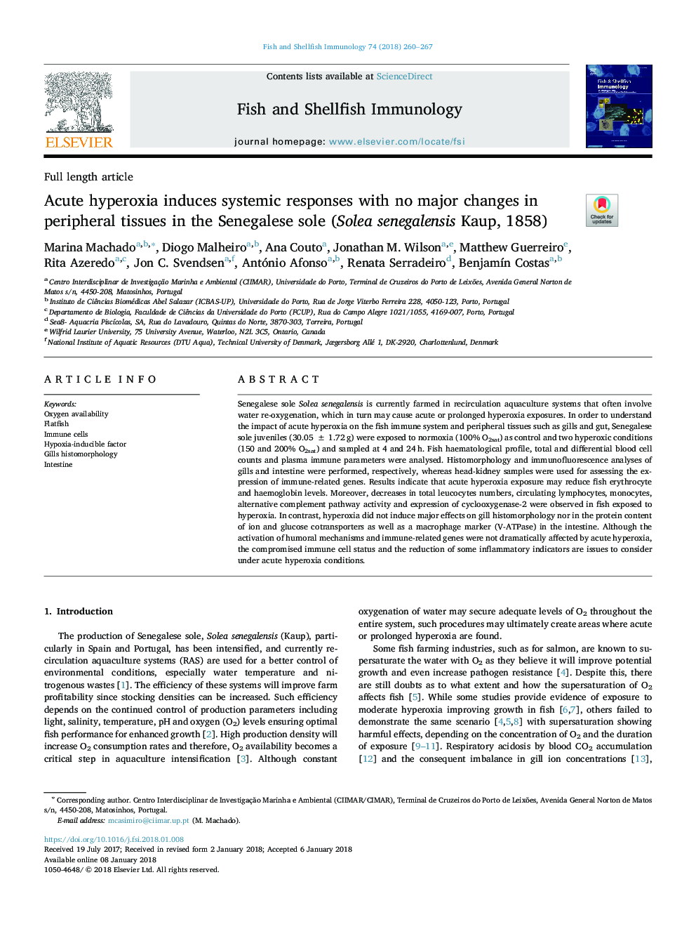 عکس صفحه اول مقاله: Acute hyperoxia induces systemic responses with no major changes in peripheral tissues in the Senegalese sole (Solea senegalensis Kaup, 1858) Acute hyperoxia induces systemic responses with no major changes in peripheral tissues in the Senegalese sole (Solea senegalensis Kaup, 1858)