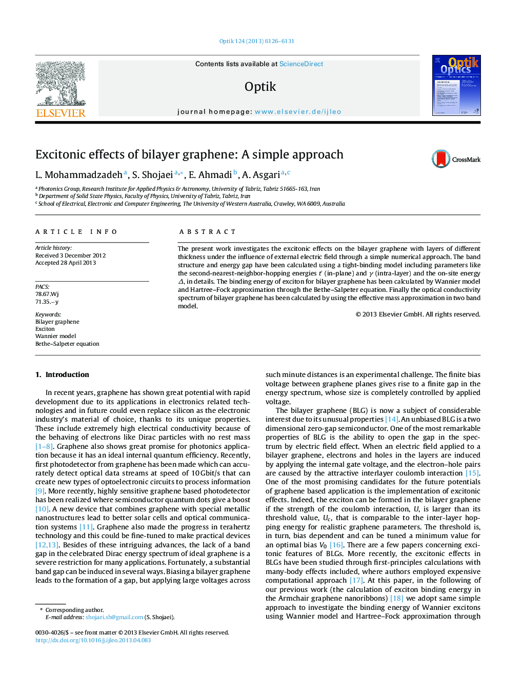 Excitonic effects of bilayer graphene: A simple approach