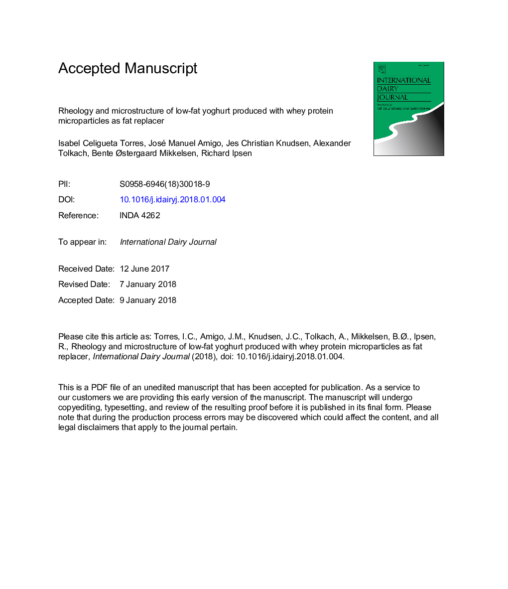 Rheology and microstructure of low-fat yoghurt produced with whey protein microparticles as fat replacer