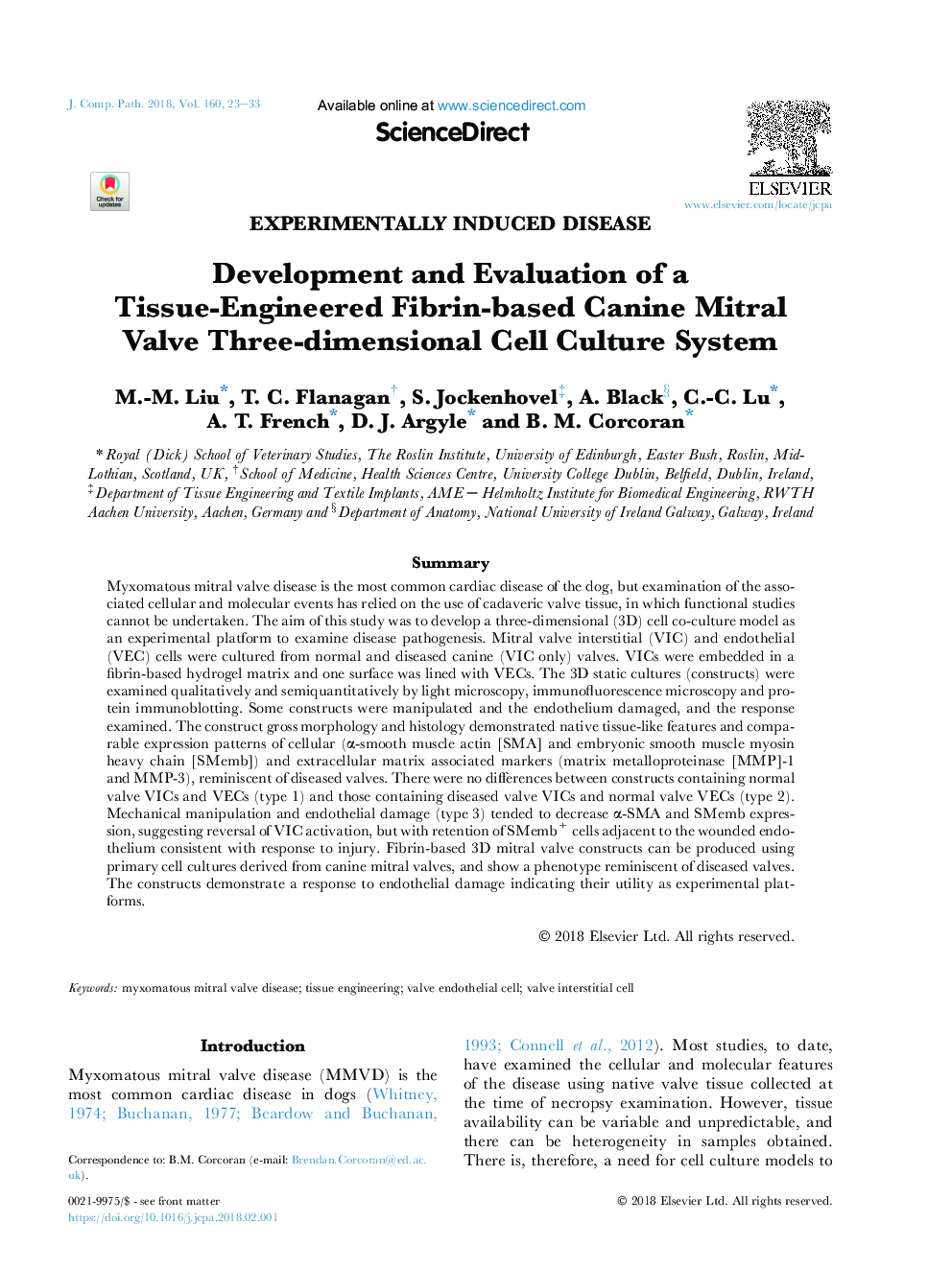 Development and Evaluation of a Tissue-Engineered Fibrin-based Canine Mitral Valve Three-dimensional Cell Culture System
